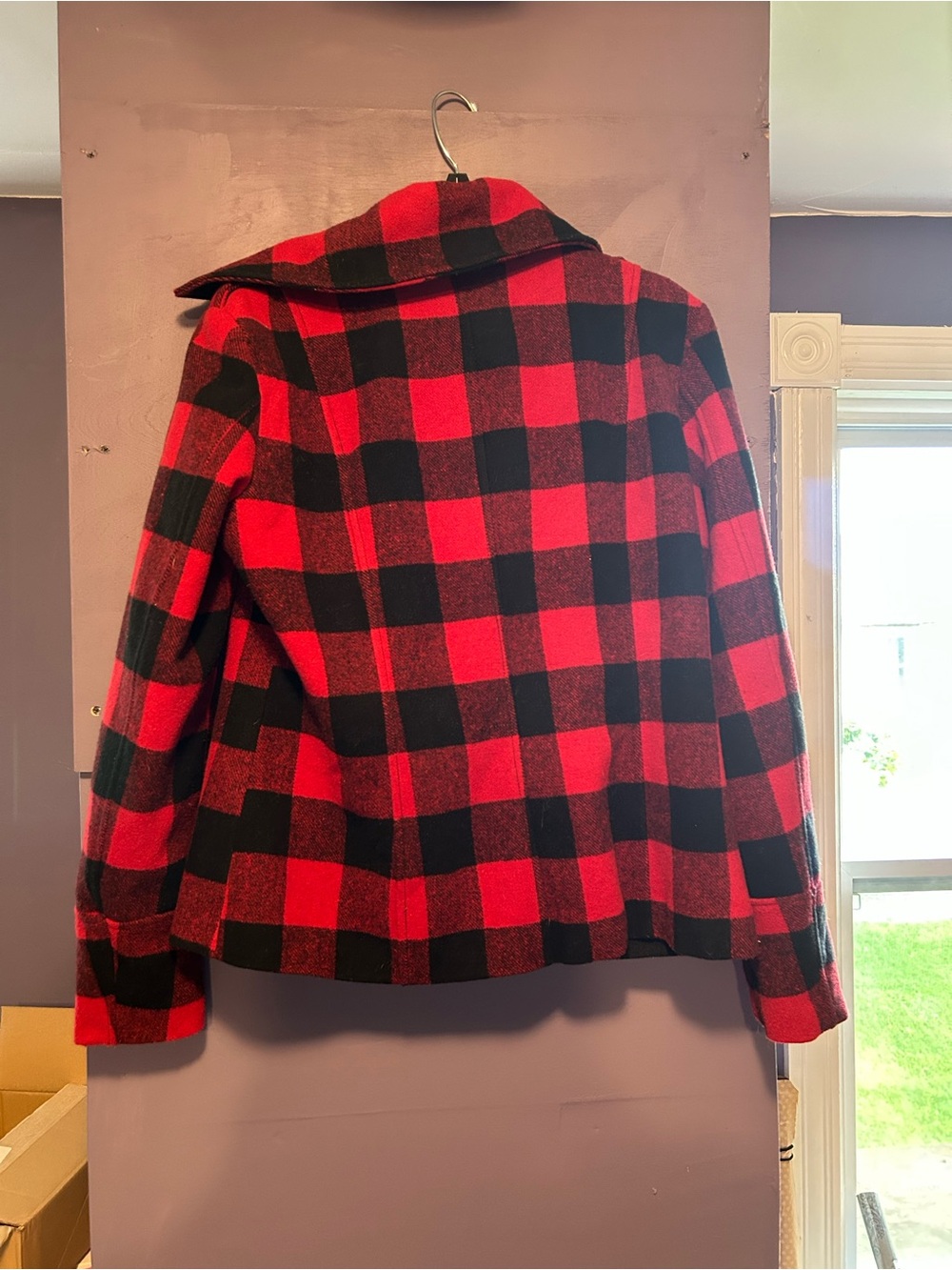 dELiA*s Red & Black Buffalo Plaid Peacoat xl - Picture 3 of 7